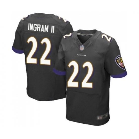 Men's Baltimore Ravens #22 Mark Ingram II Elite Black Alternate Football Jersey - Ujersey