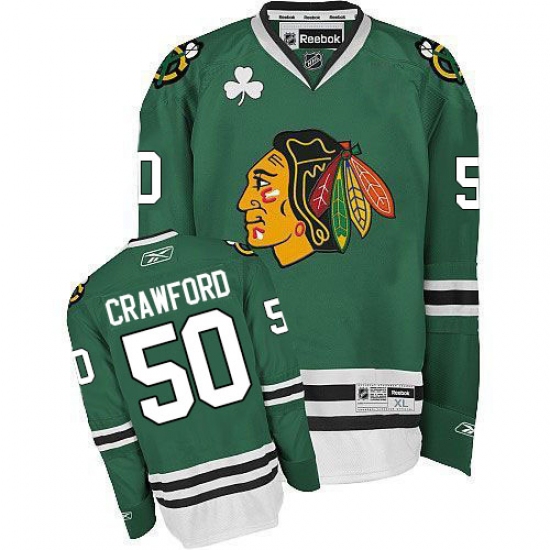 Men's Reebok Chicago Blackhawks #50 Corey Crawford Premier Green NHL Jersey - Ujersey