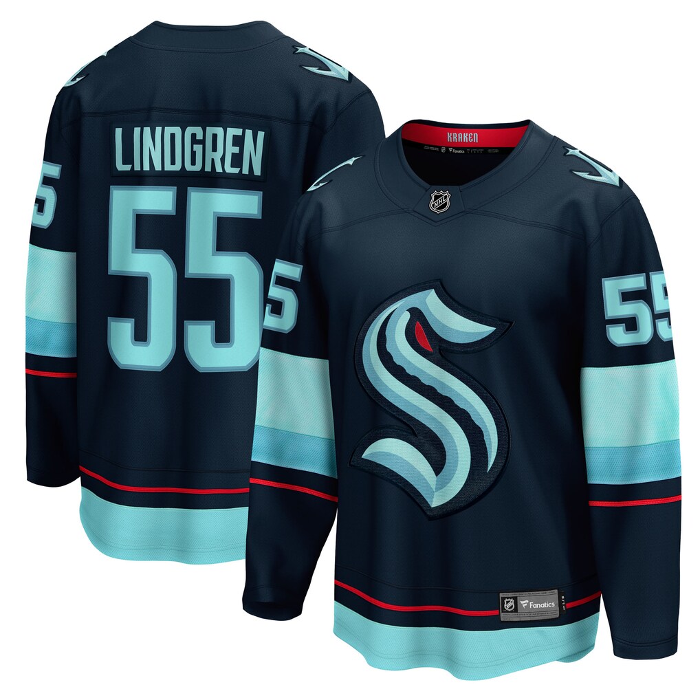 Men's Seattle Kraken Ryan Lindgren Fanatics Deep Sea Blue Home Breakaway Jersey - ujerseystore