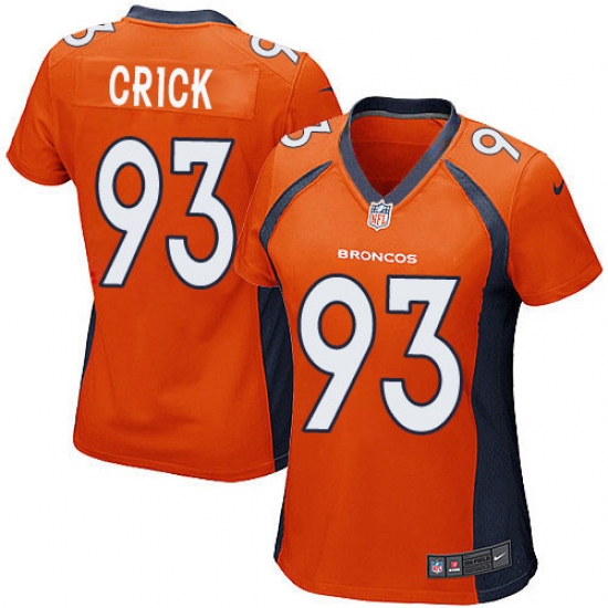 Women's Nike Denver Broncos #93 Jared Crick Game Orange Team Color NFL Jersey