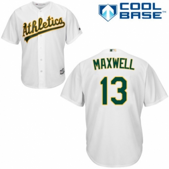 Men's Majestic Oakland Athletics #13 Bruce Maxwell Replica White Home Cool Base MLB Jersey - Ujersey