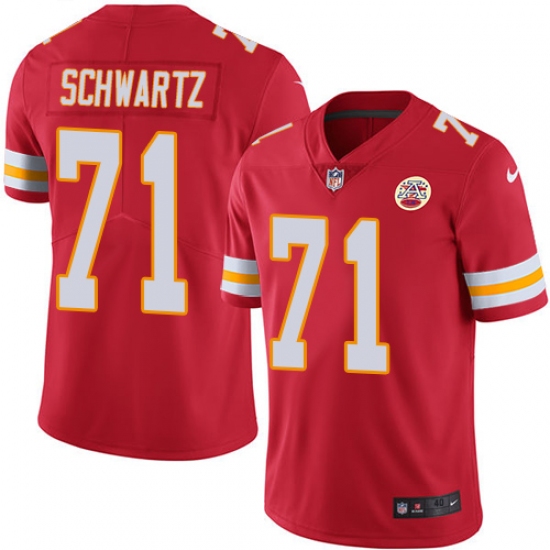Men's Nike Kansas City Chiefs #71 Mitchell Schwartz Red Team Color Vapor Untouchable Limited Player NFL Jersey - Ujersey