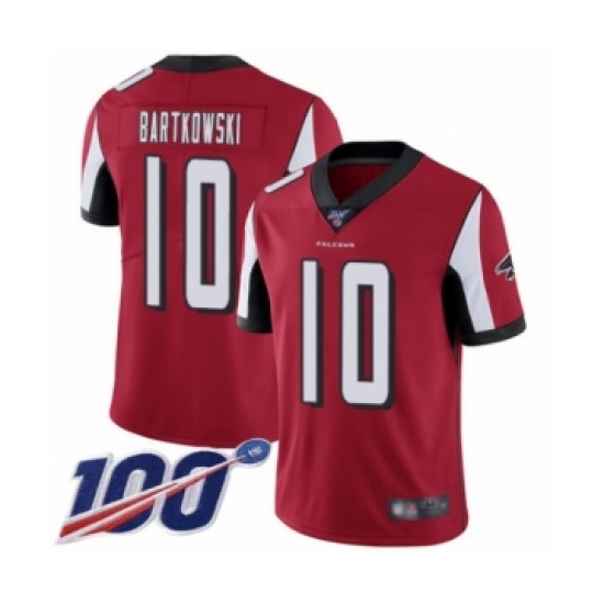 Men's Atlanta Falcons #10 Steve Bartkowski Red Team Color Vapor Untouchable Limited Player 100th Season Football Jersey - Ujersey