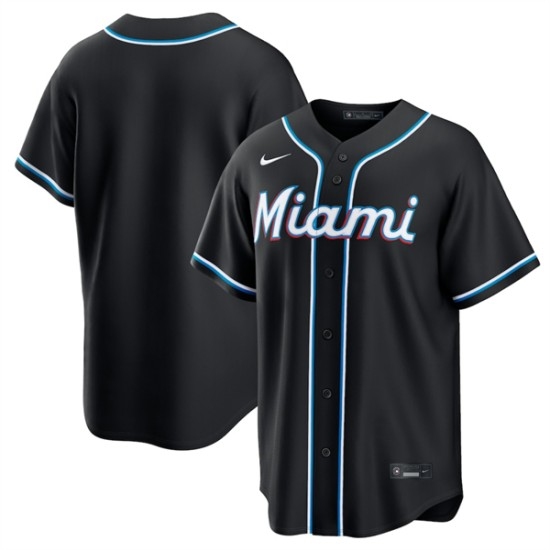 Men's Miami Marlins Blank 2026 Black Out Stitched Baseball Jersey - Ujersey
