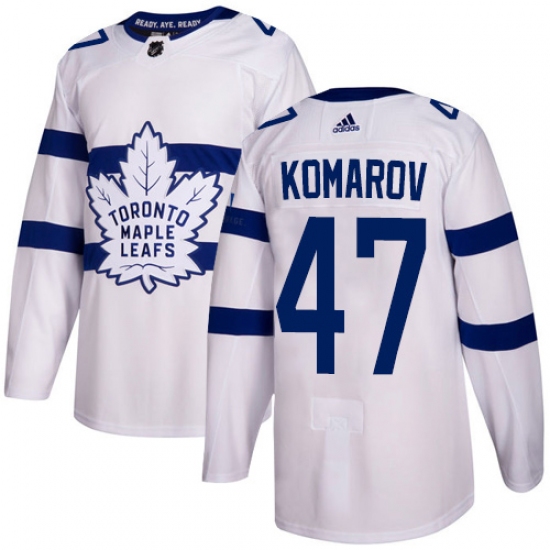 Youth Adidas Toronto Maple Leafs #47 Leo Komarov Authentic White 2018 Stadium Series NHL Jersey - Ujersey