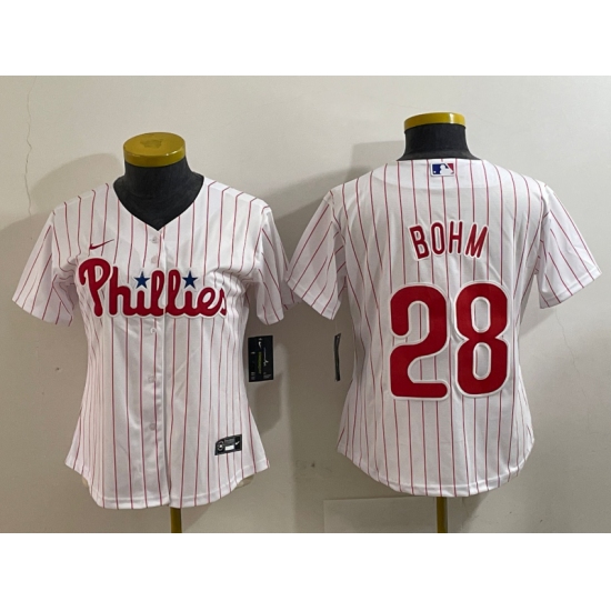 Women's Philadelphia Phillies #28 Alec Bohm White Cool Base Jersey - Ujersey