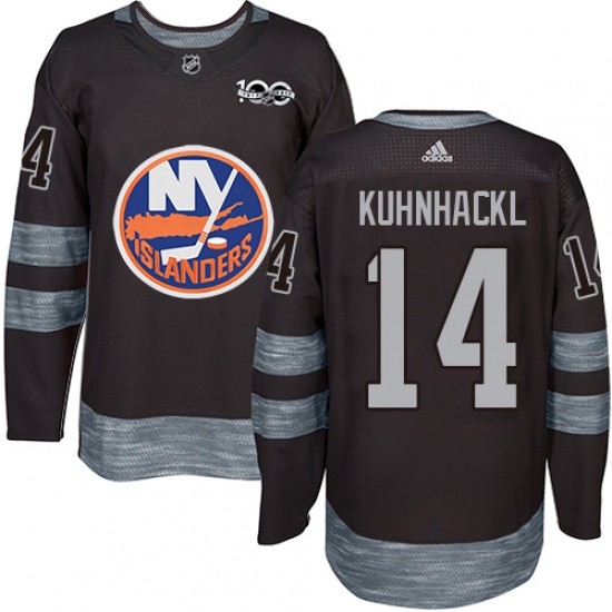 Men's Adidas New York Islanders #14 Tom Kuhnhackl Authentic Black 1917-2017 100th Anniversary NHL Jersey - Ujersey