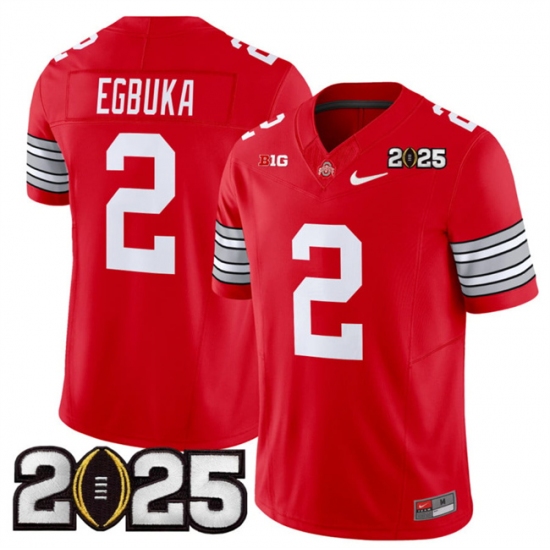 Men's Ohio State Buckeyes #2 Emeka Egbuka Red 2025 CFP Final F.U.S.E. Vapor Limited Stitched Football Jersey - Ujersey