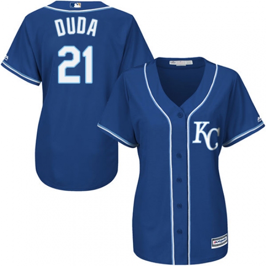 Women's Majestic Kansas City Royals #21 Lucas Duda Replica Blue Alternate 2 Cool Base MLB Jersey - Ujersey