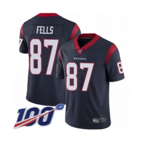 Men's Houston Texans #87 Darren Fells Navy Blue Team Color Vapor Untouchable Limited Player 100th Season Football Jersey - Ujersey