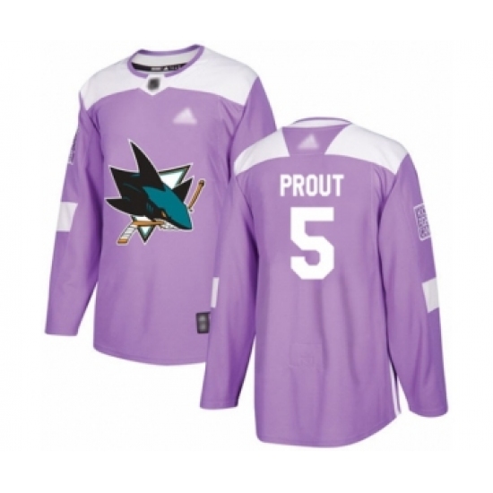 Men's San Jose Sharks #5 Dalton Prout Authentic Purple Fights Cancer Practice Hockey Jersey - Ujersey