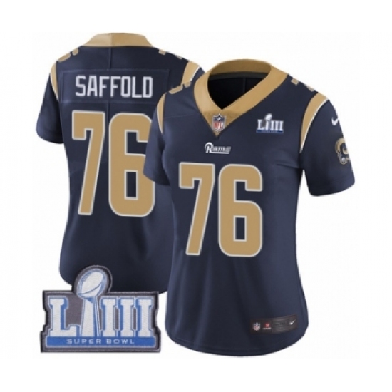Women's Nike Los Angeles Rams #76 Rodger Saffold Navy Blue Team Color Vapor Untouchable Limited Player Super Bowl LIII Bound NFL Jersey - Ujersey