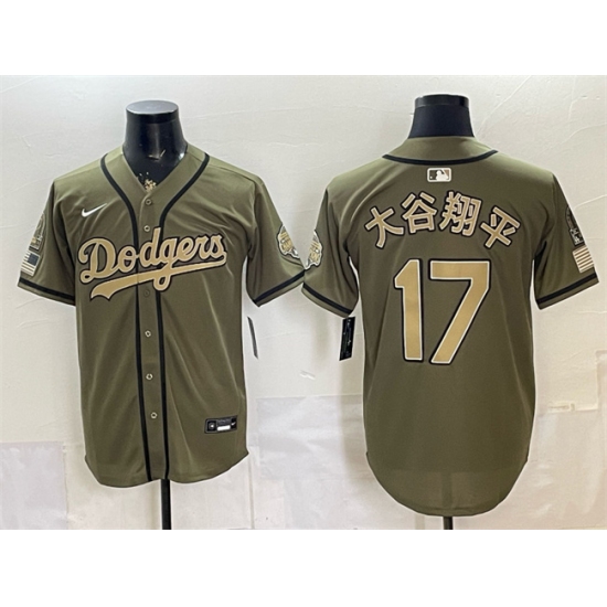 Men's Los Angeles Dodgers #17 大谷翔平 Olive 2026 Armed Forces Day Stitched Baseball Jersey - Ujersey