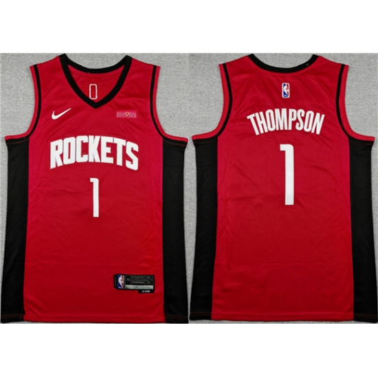 Men's Houston Rockets #1 Amen Thompson Red Icon Edition Stitched Jersey - Ujersey