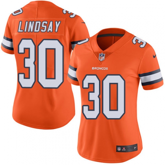 Women's Nike Denver Broncos #30 Phillip Lindsay Limited Orange Rush Vapor Untouchable NFL Jersey - Ujersey