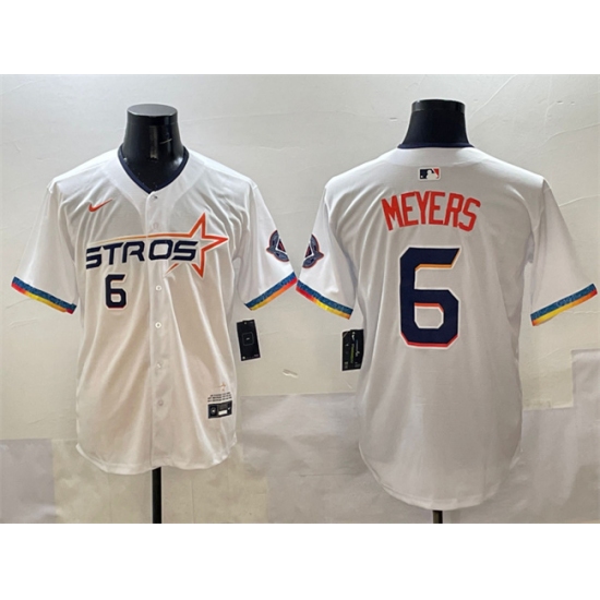 Men's Houston Astros #6 Jake Meyers White 2025 City Connect Limited Stitched Baseball Jersey - Ujersey