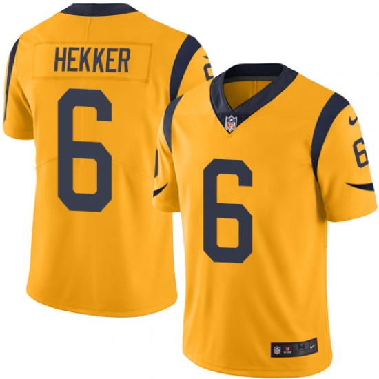 Men's Nike Los Angeles Rams #6 Johnny Hekker Limited Gold Rush Vapor Untouchable NFL Jersey - Ujersey