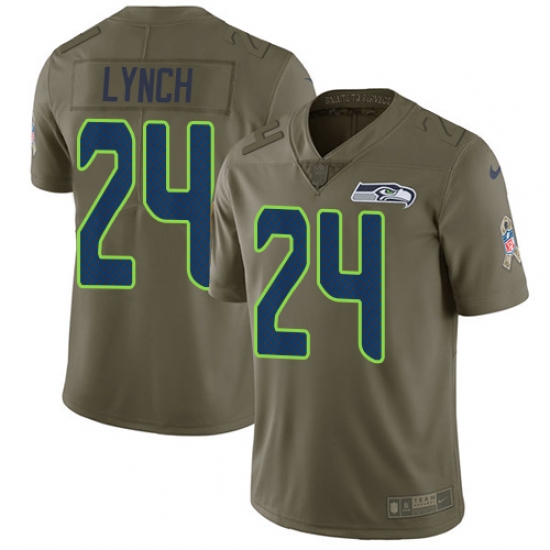 Men's Nike Seattle Seahawks #24 Marshawn Lynch Limited Olive 2017 Salute to Service NFL Jersey - Ujersey