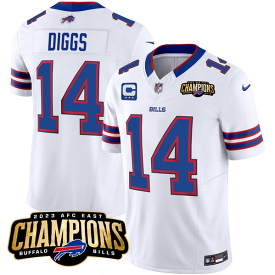 Men's Buffalo Bills #14 Stefon Diggs White 2023 F.U.S.E. AFC East Champions With 3-star C Football Stitched Jersey - Ujersey