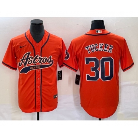 Men's Houston Astros #30 Kyle Tucker Orange Cool Base Stitched Baseball Jersey - Ujersey