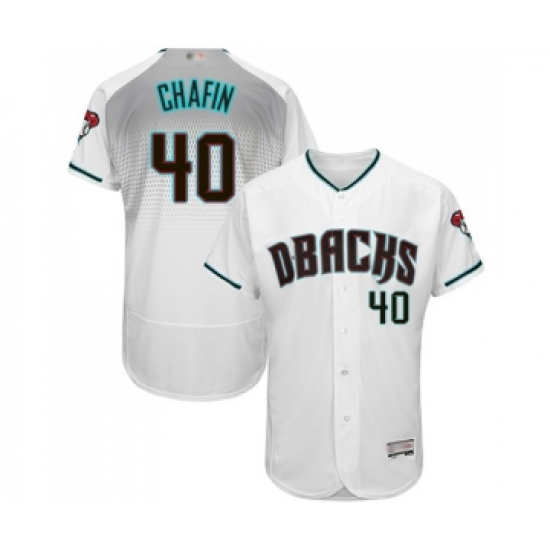 Men's Arizona Diamondbacks #40 Andrew Chafin White Teal Alternate Authentic Collection Flex Base Baseball Jersey - Ujersey