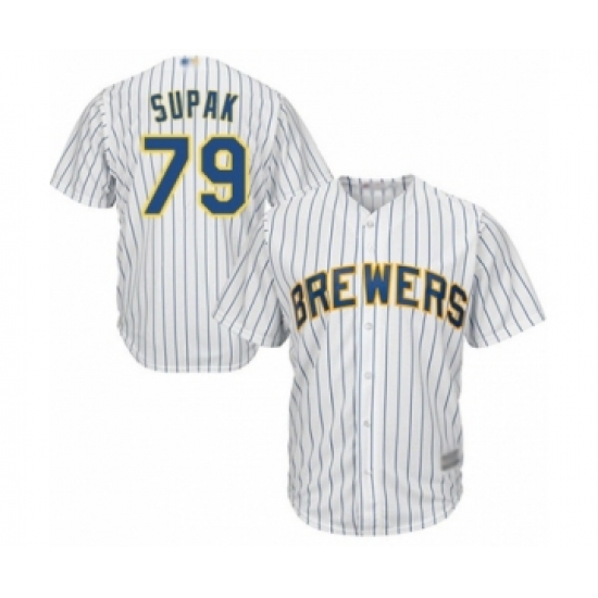 Youth Milwaukee Brewers #79 Trey Supak Authentic White Alternate Cool Base Baseball Player Jersey