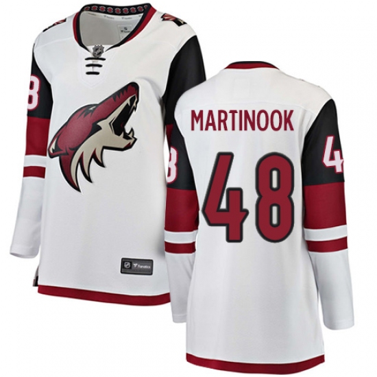 Women's Arizona Coyotes #48 Jordan Martinook Authentic White Away Fanatics Branded Breakaway NHL Jersey - Ujersey