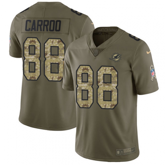 Youth Nike Miami Dolphins #88 Leonte Carroo Limited Olive/Camo 2017 Salute to Service NFL Jersey - Ujersey