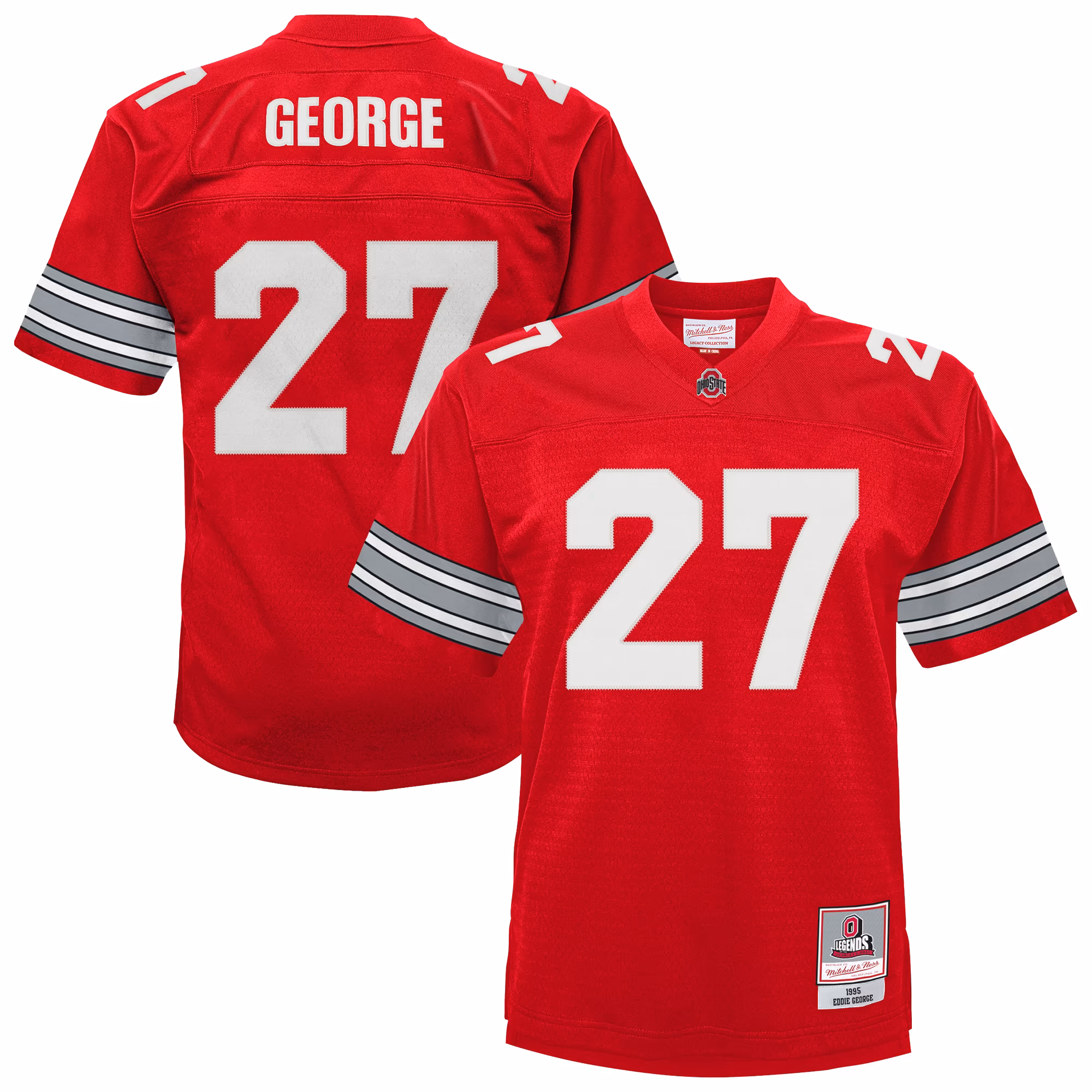 Youth Mitchell & Ness Eddie George Scarlet Ohio State Buckeyes Throwback Football Jersey - Ujersey