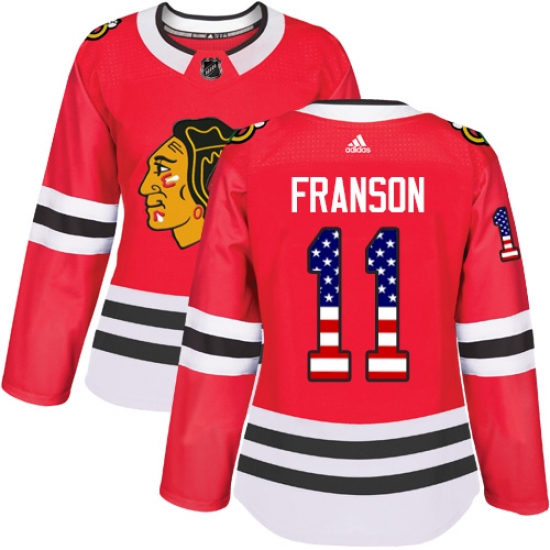 Women's Adidas Chicago Blackhawks #11 Cody Franson Authentic Red USA Flag Fashion NHL Jersey - Ujersey