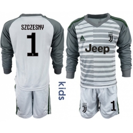 Juventus #1 Szczesny Grey Goalkeeper Long Sleeves Kid Soccer Club Jersey