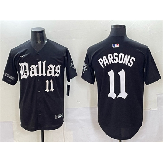 Men's Dallas Cowboys #11 Micah Parsons Black 'Gothic Lone Star Edition' Limited Stitched Baseball Jersey - Ujersey