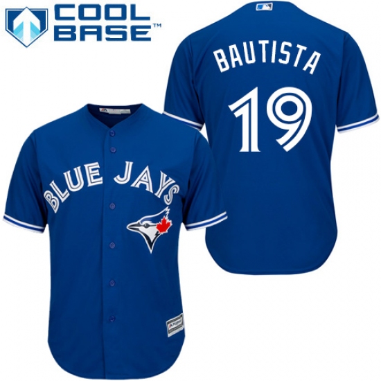Men's Majestic Toronto Blue Jays #19 Jose Bautista Replica Blue Alternate MLB Jersey - Ujersey
