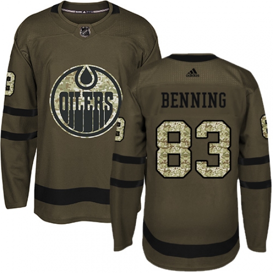 Men's Adidas Edmonton Oilers #83 Matt Benning Authentic Green Salute to Service NHL Jersey - Ujersey