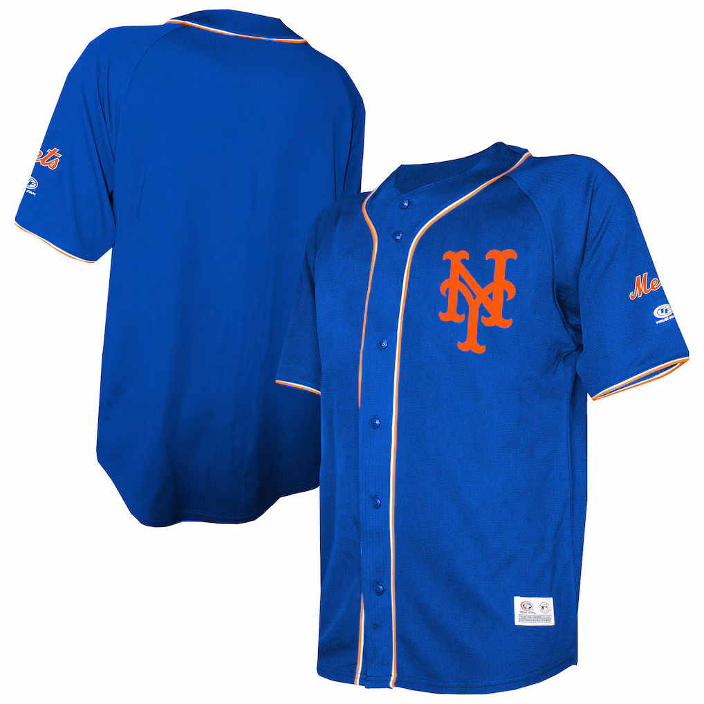 Men's New York Mets Stitches Royal Team Color Full-Button Fashion Jersey - Ujersey