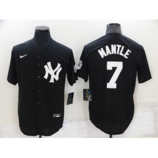 Men's New York Yankees #7 Mickey Mantle Black Stitched Nike Cool Base Throwback Jersey - Ujersey