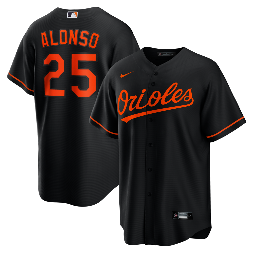 Men's Baltimore Orioles Pete Alonso Nike Black Alternate Replica Jersey - Ujersey