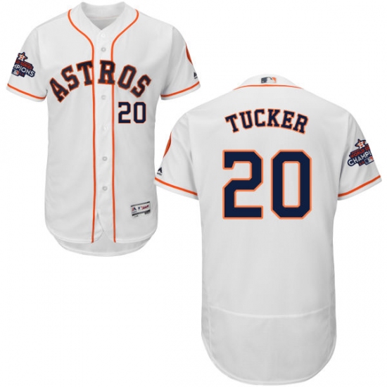 Men's Majestic Houston Astros #20 Preston Tucker Authentic White Home 2017 World Series Champions Flex Base MLB Jersey