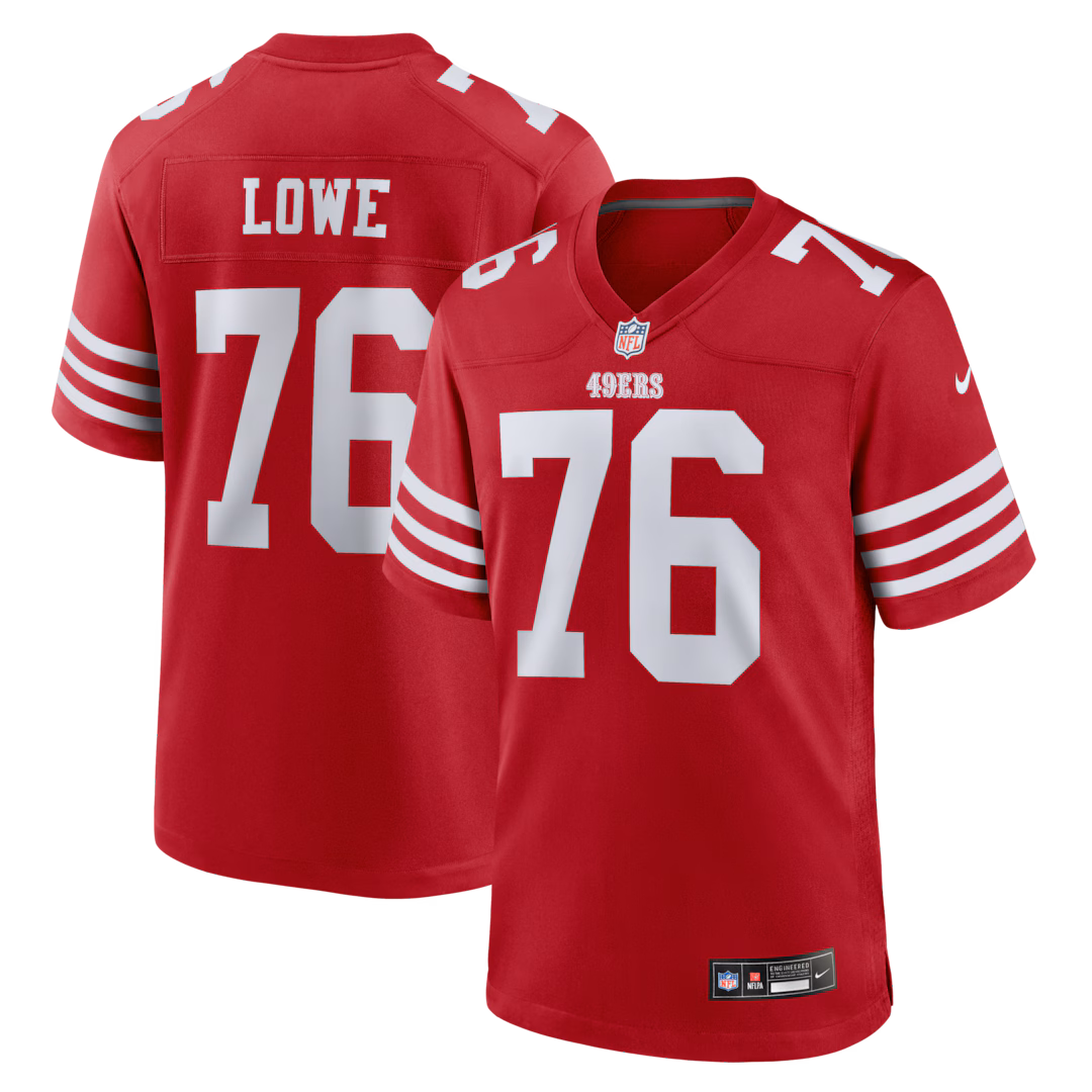 Men's San Francisco 49ers Vederian Lowe Nike Scarlet Team Game Jersey