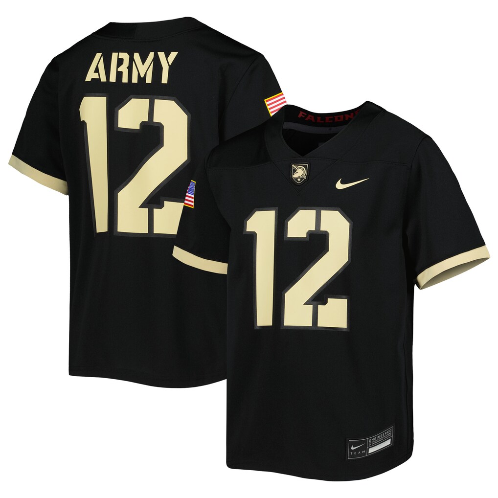 Youth Nike #12 Black Army Black Knights Home Untouchable Jersey - Ujersey