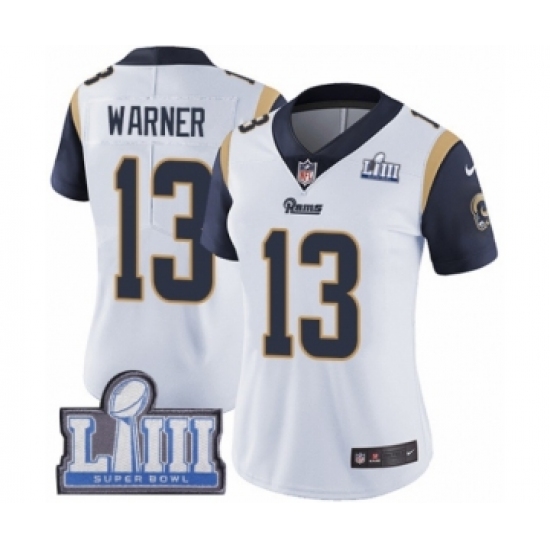 Women's Nike Los Angeles Rams #13 Kurt Warner White Vapor Untouchable Limited Player Super Bowl LIII Bound NFL Jersey - Ujersey