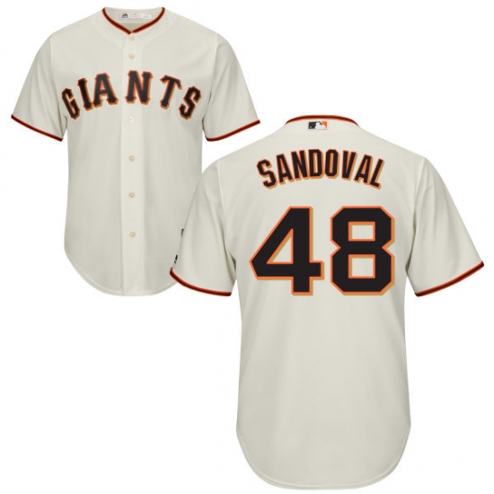 Men's Majestic San Francisco Giants #48 Pablo Sandoval Replica Cream Home Cool Base MLB Jersey - Ujersey