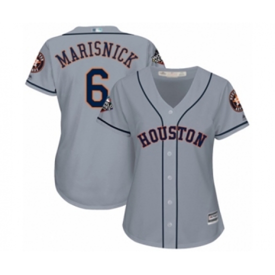 Women's Houston Astros #6 Jake Marisnick Authentic Grey Road Cool Base 2019 World Series Bound Baseball Jersey - Ujersey
