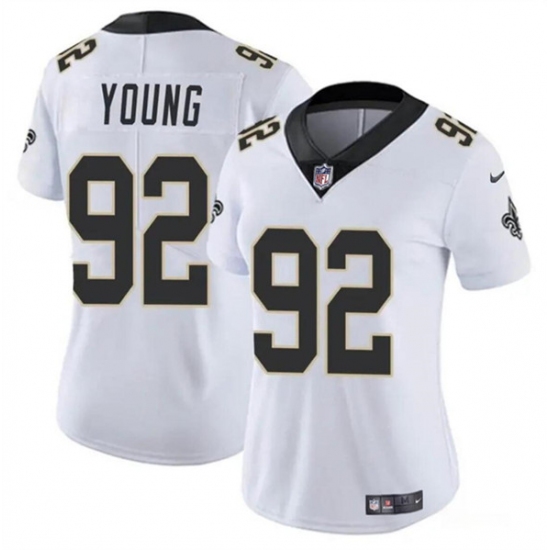 Women's New Orleans Saints #92 Chase Young White Vapor Stitched Game Jersey(Run Small) - Ujersey