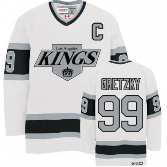 Men's CCM Los Angeles Kings #99 Wayne Gretzky Authentic White Throwback NHL Jersey - Ujersey
