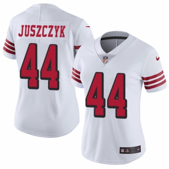 Women's Nike San Francisco 49ers #44 Kyle Juszczyk Limited White Rush Vapor Untouchable NFL Jersey - Ujersey