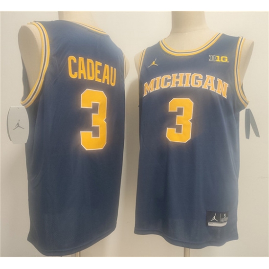 Men's Michigan Wolverines #3 Elliot Cadeau Navy 2026 Vapor Limited Stitched Football Jersey - Ujersey