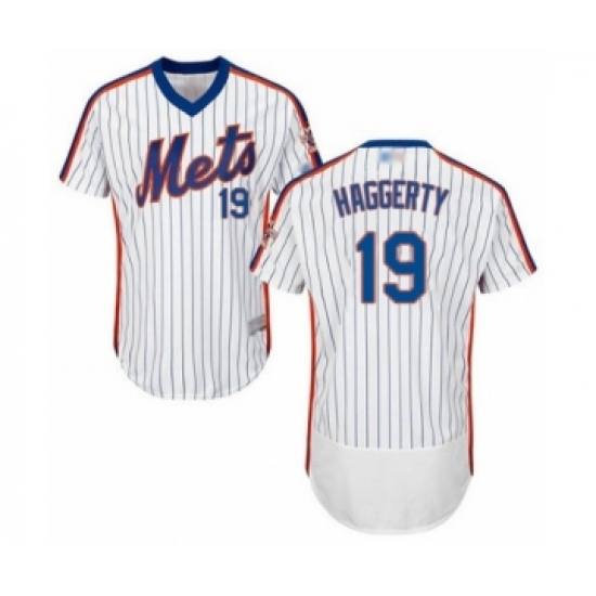 Men's New York Mets #19 Sam Haggerty White Alternate Flex Base Authentic Collection Baseball Player Jersey - Ujersey