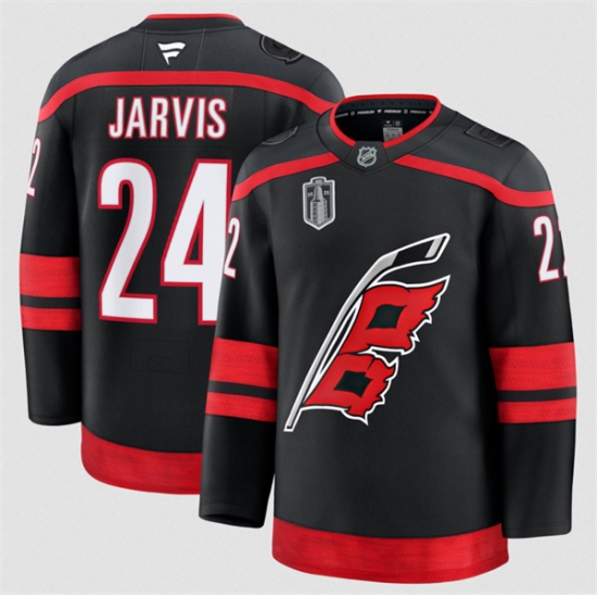 Men's Carolina Hurricanes #24 Seth Jarvis Black 2026 Stanley Cup Final Home Premium Hockey Stitched Jersey - Ujersey