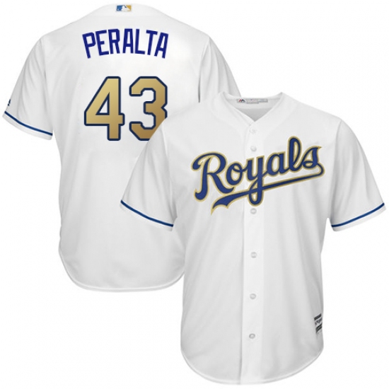 Youth Majestic Kansas City Royals #43 Wily Peralta Replica White Home Cool Base MLB Jersey - Ujersey